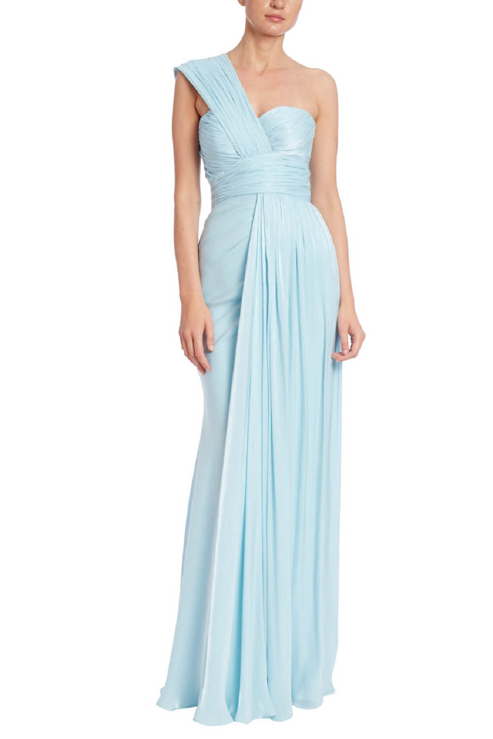 One-Shoulder Pleated Chiffon Evening Gown – Tiffany Boutique Cyprus