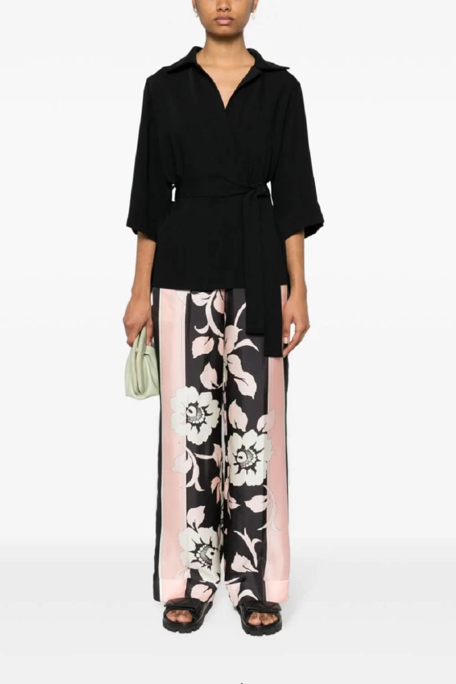 Lace silk trousers Saint Laurent - Juicy Couture co-ord flocked mesh flared  logo pants in black - IetpShops Cyprus